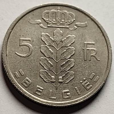 泉币菌-第83场-精品福利场 - 美品 早期币 比利时1949年5法郎铜镍币（佛兰芒文版BELGIË），谷物女神，24mm