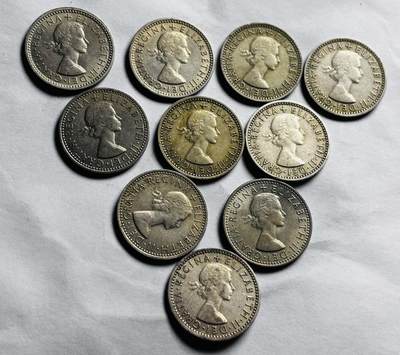 文馨钱币收藏第 266 场 - 好品 1954-1967 年英国幸运 6 便士 10 枚