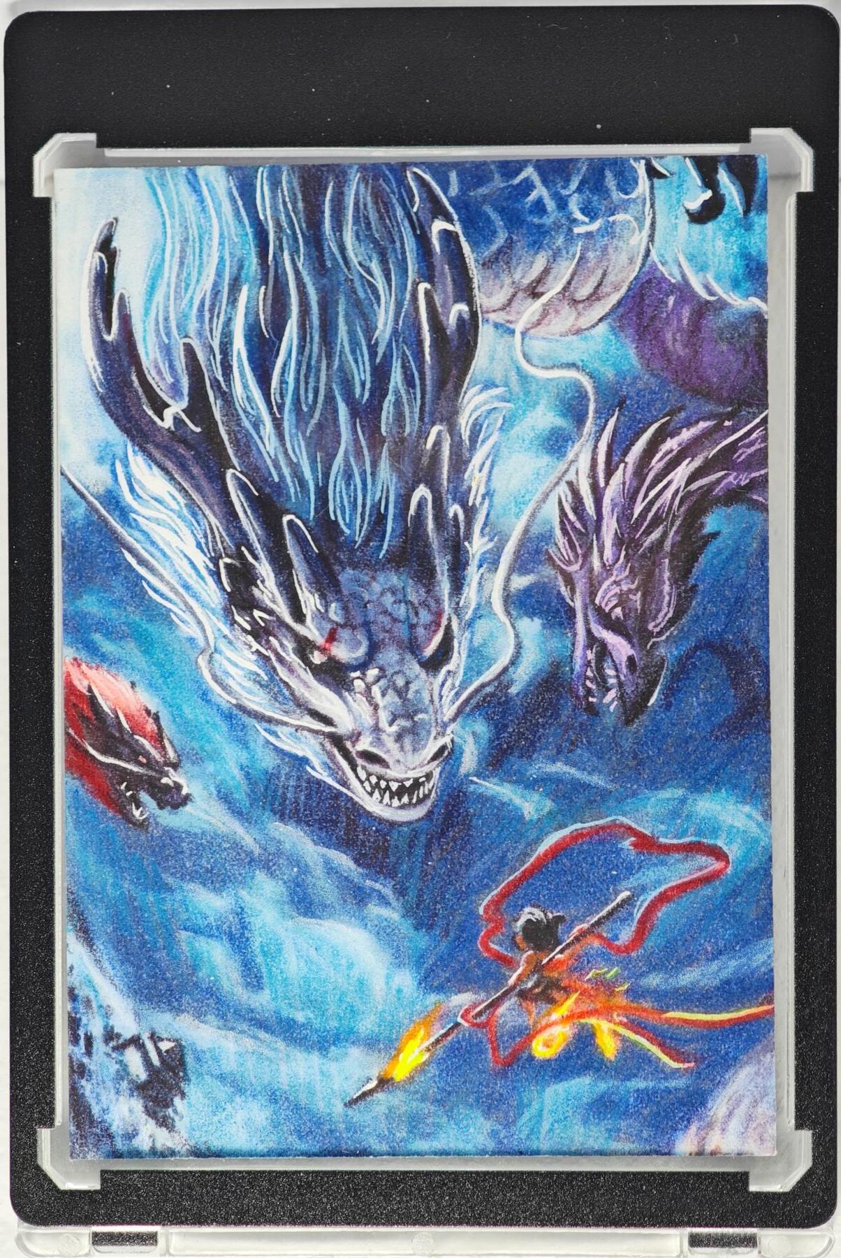 白泽拍卖卡牌手绘专场第22期中福卡展专场(离离暑云散，袅袅凉风起) 2025 奇一工作室手绘卡 哪吒敖光  UU亲签