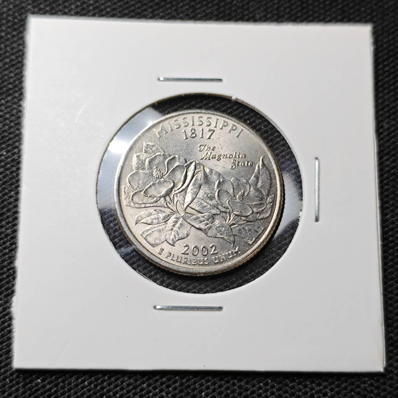 KK钱币收藏小铺 第324期 2月预留时间 周末发货 2002美国25分纪念币 好品