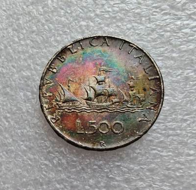 瓶子🏺第203期拍卖会  卷首五彩  意大利1967年帆船美女500里拉银币