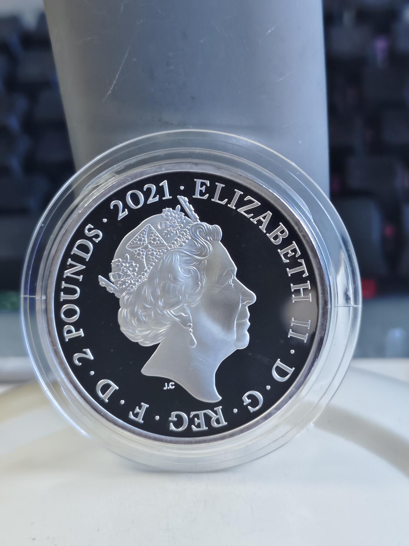 第171期拍卖【长期征集拍品】 英国2021年世界经典童话-爱丽丝中奇遇彩色纪念银币NGC-PF69原盒证书，999银，1盎司，发行3500枚