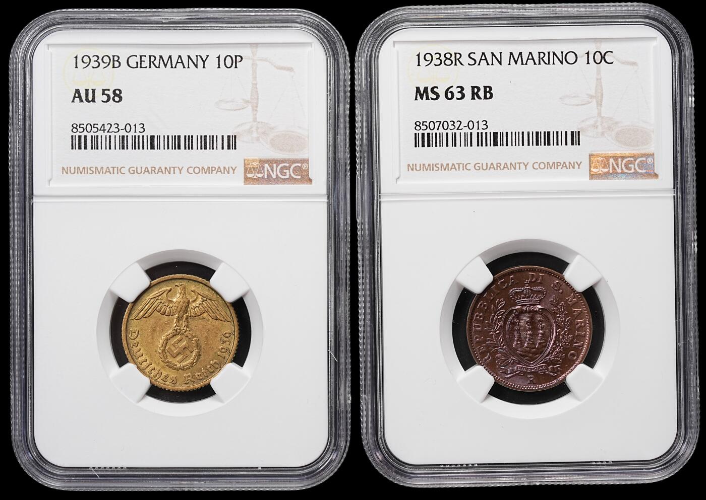 修遠堂世界钱币第八十一期 NGC评级 德国-圣马力诺钱币两枚