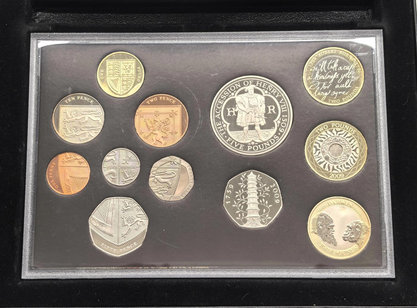 博洋堂世界钱币拍卖第135期（全场包邮）【请留意本场发货时间变化】 2009年英国皇家造币厂Proof Set精制套币十二枚，原盒装，含稀少大热门邱园50便士