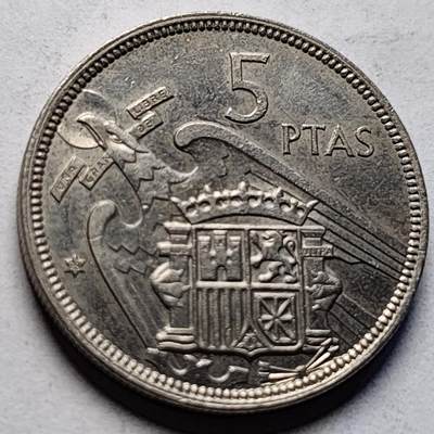 泉币菌-第83场-精品福利场 - 西班牙1957年5比塞塔 弗朗哥 鹰徽 西班牙国徽 23mm