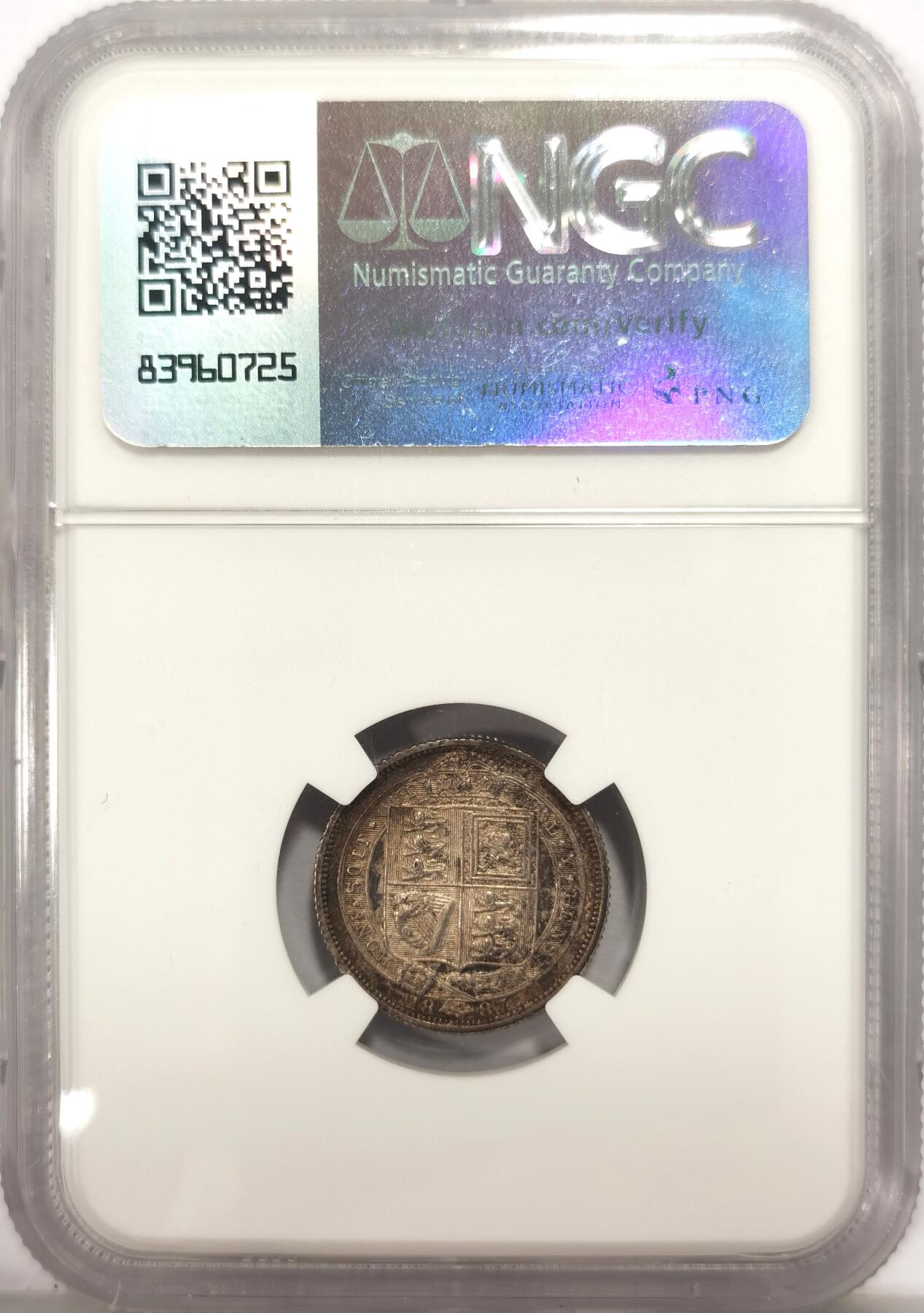 博洋堂世界钱币拍卖第135期（全场包邮）【请留意本场发货时间变化】 NGC MS62 英国1887维多利亚高冠六便士，极美深五彩包浆五彩，非常见白币