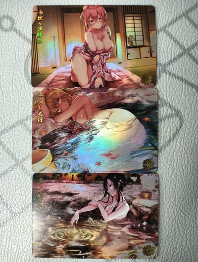 花开卡拍第34期（8月17号周日截拍，品控勿拍!!!拍品不寄存，运费5元，自制卡难免瑕疵，可能存在轻微撞角爆边等出厂瑕疵，品控介意勿拍！） - 温泉小卡 3张彩闪