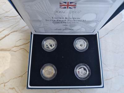 第171期拍卖【长期征集拍品】 - 英国2004-2007年桥1镑加厚精制纪念银币4枚套装，925银，19克*4，发行7500套，个别有氧化