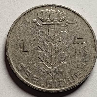泉币菌-第83场-精品福利场 - 比利时1966年1法郎铜镍币（佛兰芒文版BELGIË），谷物女神