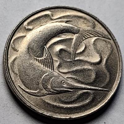泉币菌-第83场-精品福利场 - 高币值 1981年 新加坡20分 海洋动物-剑鱼 24mm