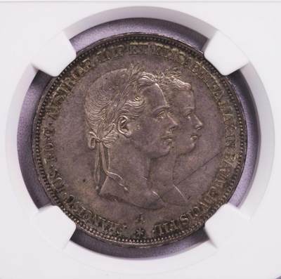 NGC-MS63 1854奥地利茜茜公主结婚纪念2福林大银币 - NGC-MS63 1854奥地利茜茜公主结婚纪念2福林大银币