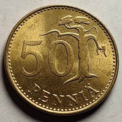 泉币菌-第85场-精品福利场 - 原光UNC 1988年 芬兰50芬尼铜币 持剑狮子 25mm
