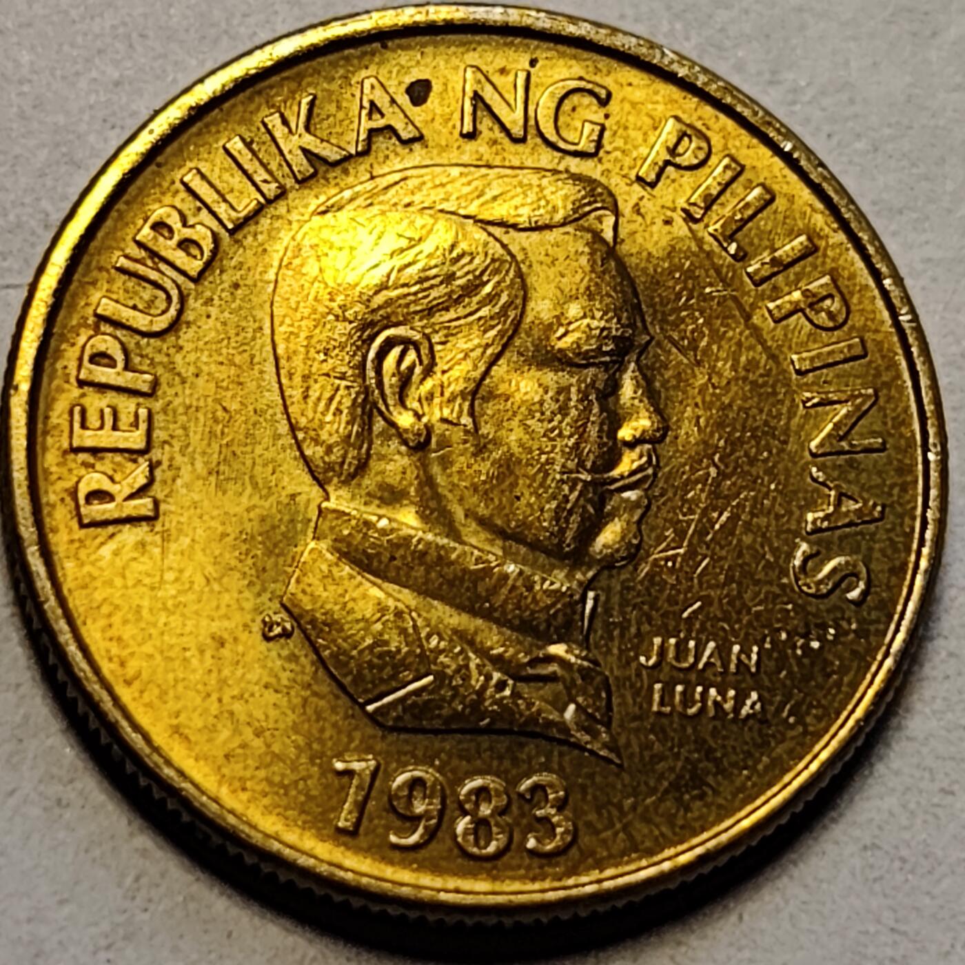 泉币菌-第83场-精品福利场 铜光美品 菲律宾25分铜币 1983年 蝴蝶 21mm