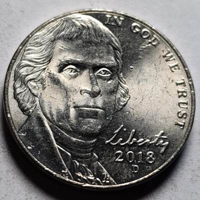 泉币菌-第86场-散币欢乐场 - 圆光UNC 近未流通 美国2018年5美分纪念币 杰斐逊 及 故居蒙蒂塞洛庄园 21mm 