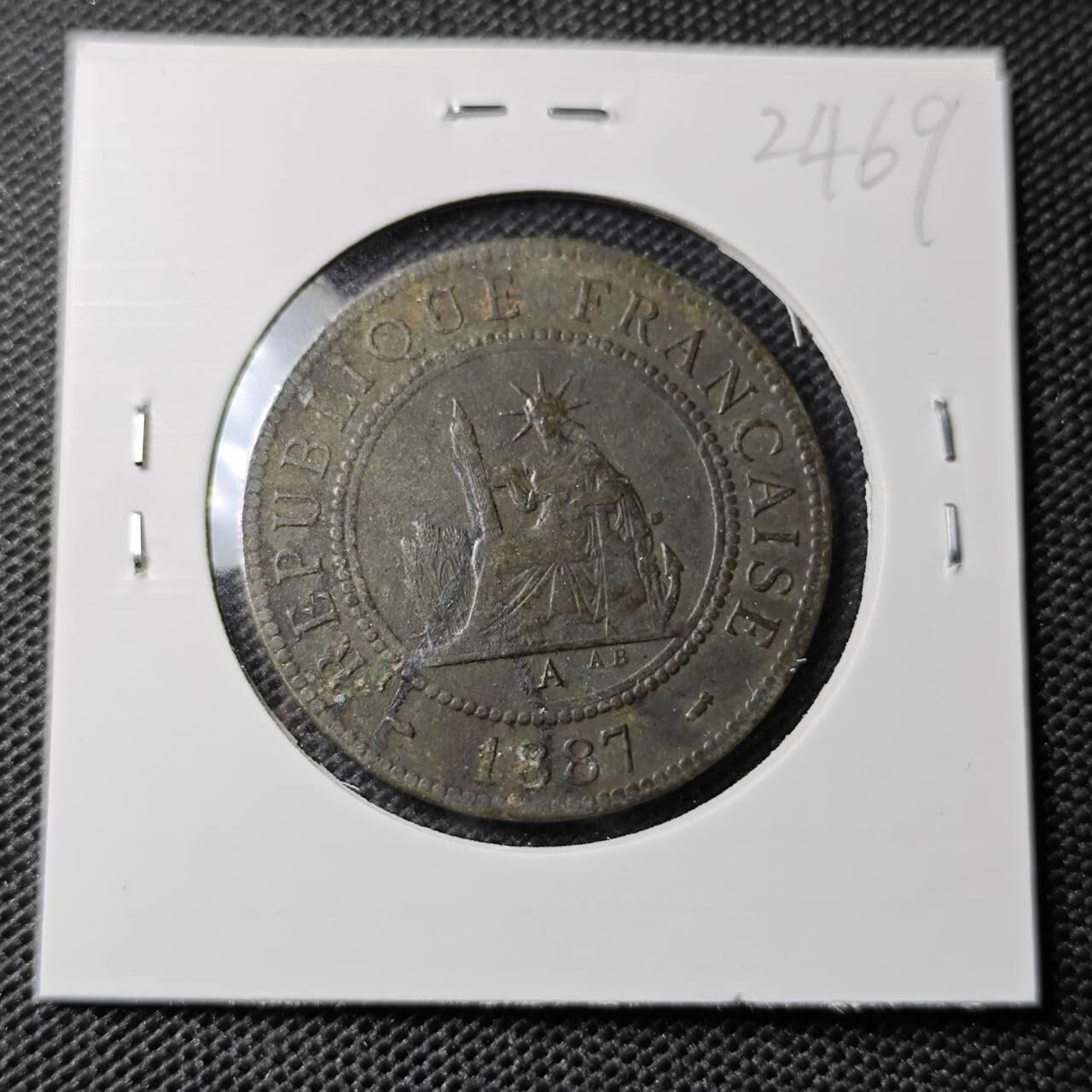 KK钱币收藏小铺 第324期 2月预留时间 周末发货  1887法属印支百分之一铜币