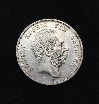 世界钱币专场拍卖 - 1902年德国萨克森阿尔伯特5马克流通银币 27.8克 90%银