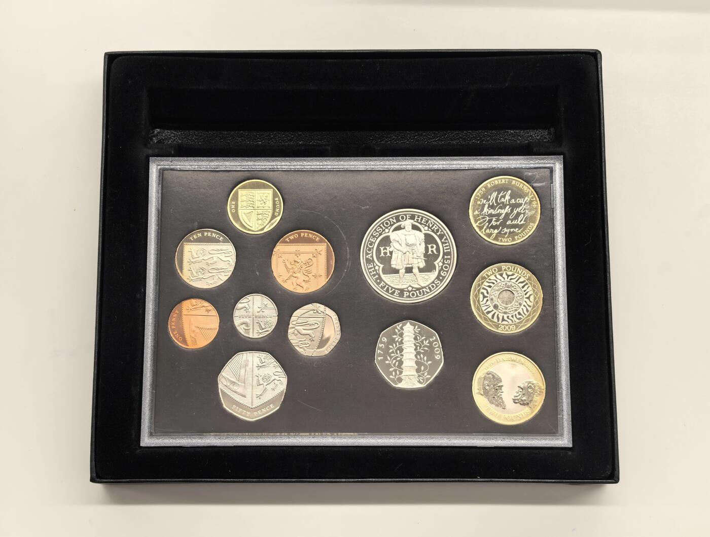博洋堂世界钱币拍卖第135期（全场包邮）【请留意本场发货时间变化】 2009年英国皇家造币厂Proof Set精制套币十二枚，原盒装，含稀少大热门邱园50便士