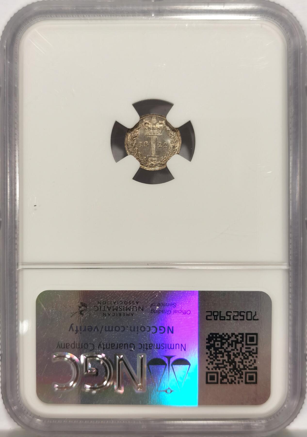 博洋堂世界钱币拍卖第135期（全场包邮）【请留意本场发货时间变化】 NGC UNCD 英国1822年乔治四世一便士濯足币，整体霜光，有64的状态，有一条不显眼的小划