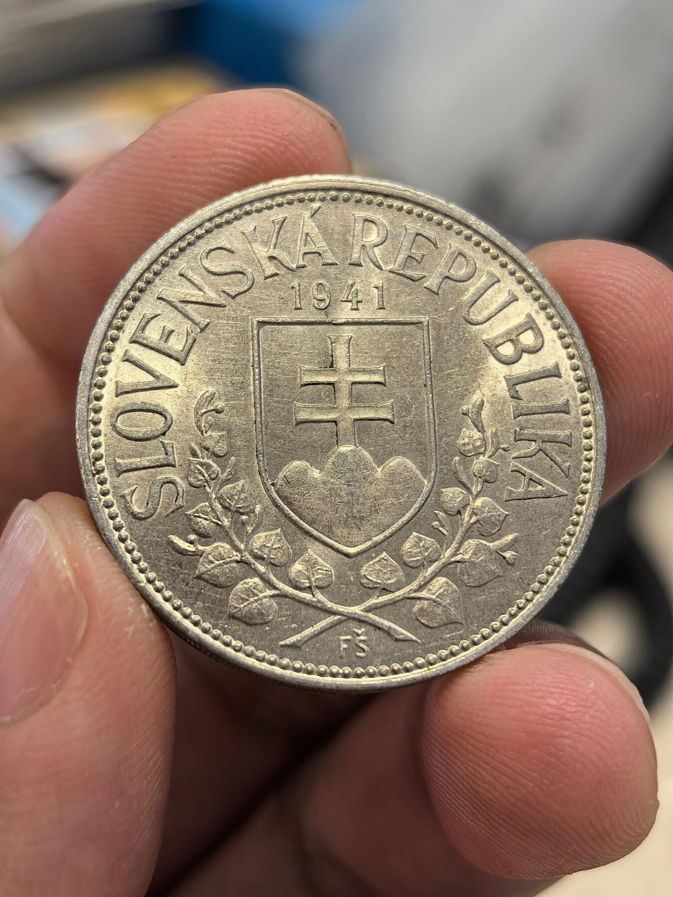 博洋堂世界钱币拍卖第135期（全场包邮）【请留意本场发货时间变化】 斯洛伐克1941年20克朗银币