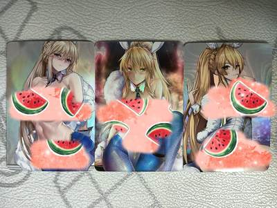 花开卡拍第34期（8月17号周日截拍，品控勿拍!!!拍品不寄存，运费5元，自制卡难免瑕疵，可能存在轻微撞角爆边等出厂瑕疵，品控介意勿拍！） - 【艺术卡】FGO 兔女郎saber 3张 彩闪