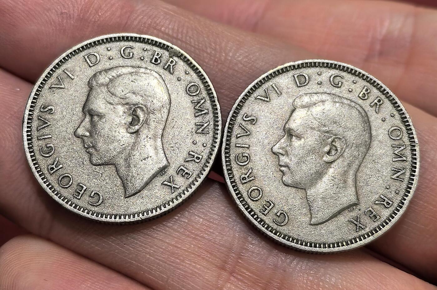 南宋泉阁俄币 外币 国币 专场第十六期【送拍无额外佣金】 英国 1948年 乔治六世1先令一对 通货好品 字口还可以 