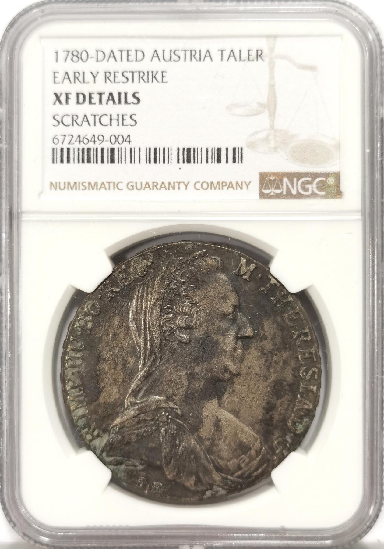 博洋堂世界钱币拍卖第135期（全场包邮）【请留意本场发货时间变化】 NGC XF 奥地利1780年特蕾莎大奶妈银币，早期后铸版