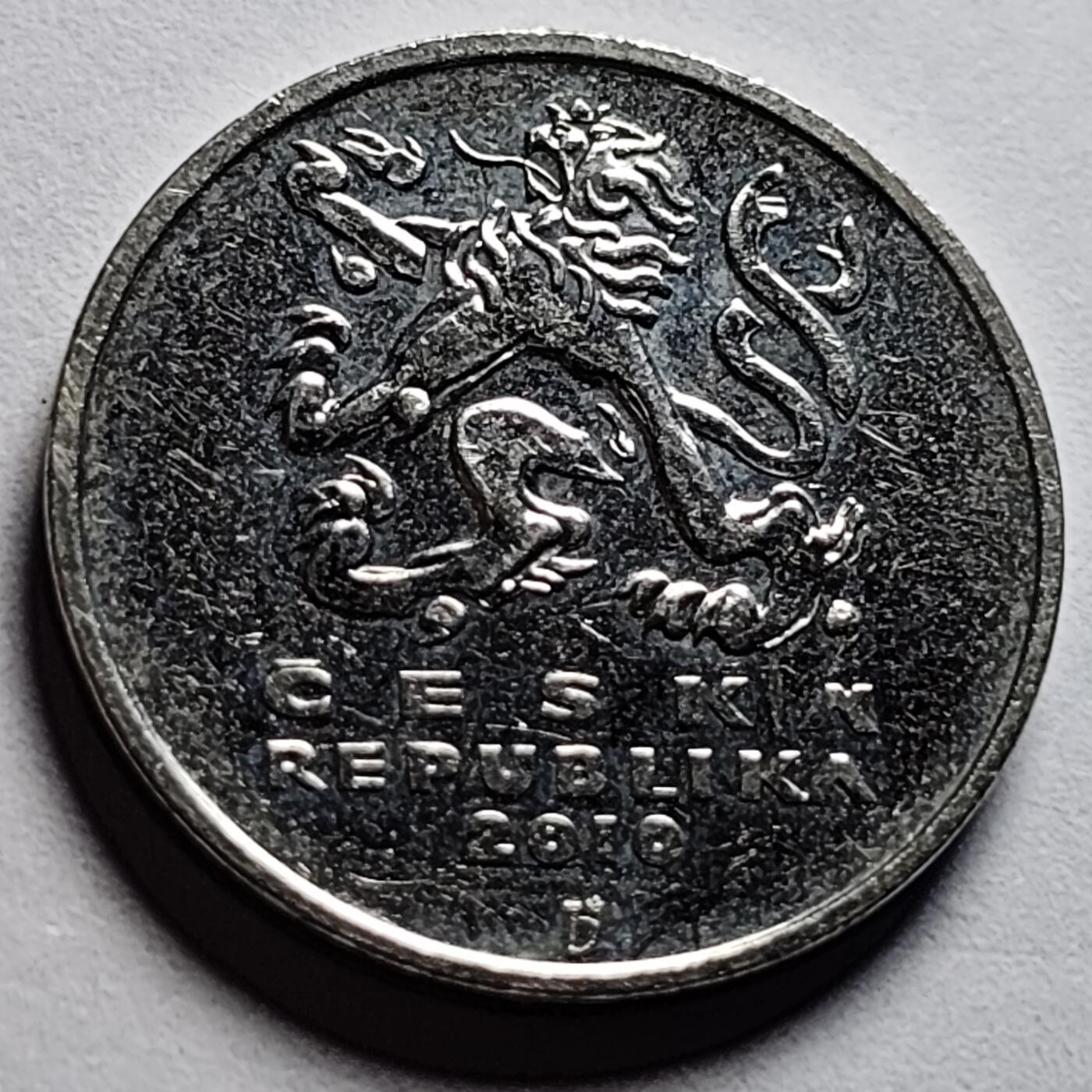 泉币菌-第86场-散币欢乐场 捷克5克朗硬币  双尾狮23mm 欧洲币