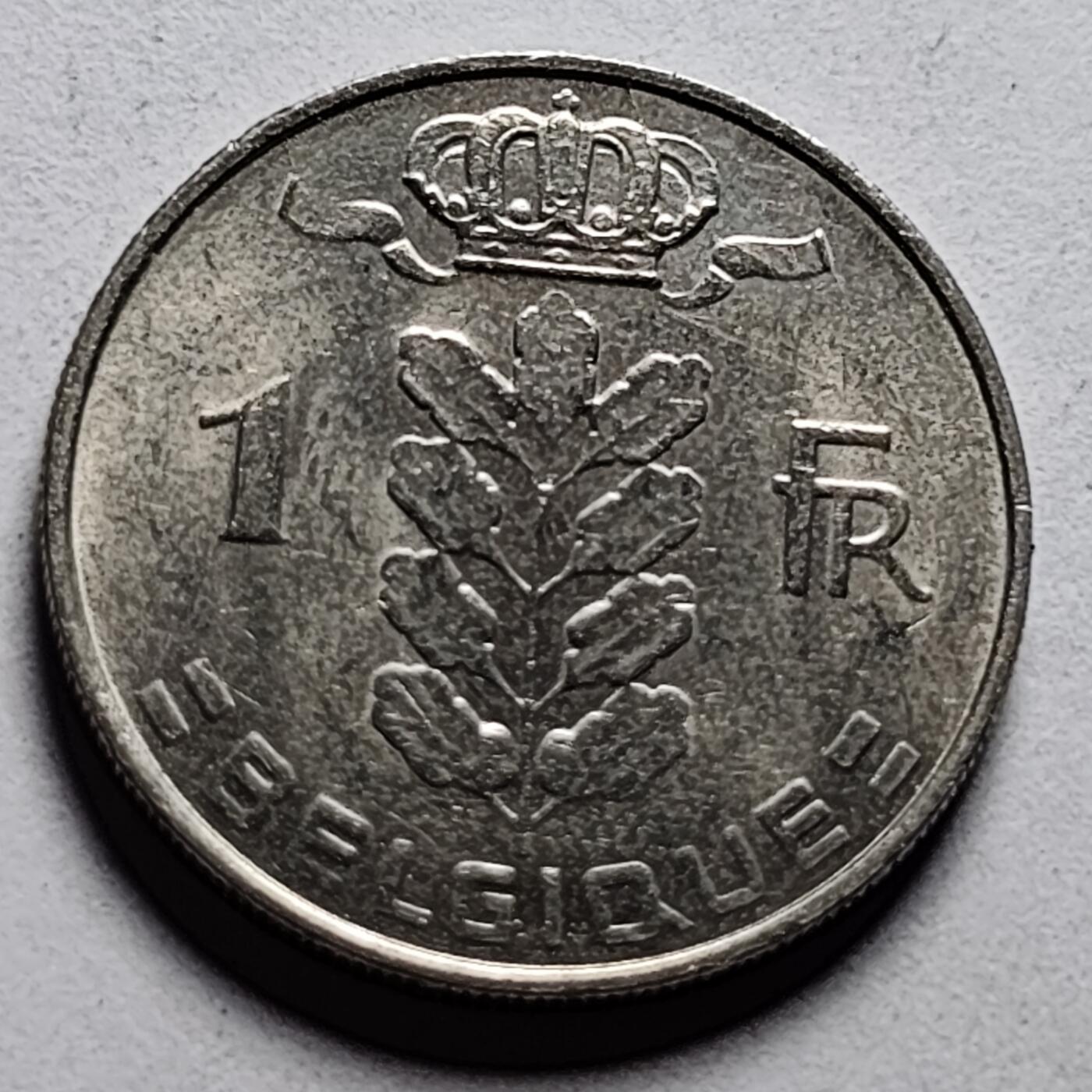 泉币菌-第86场-散币欢乐场 带光美品 比利时1966年1法郎铜镍币（佛兰芒文版BELGIË），谷物女神