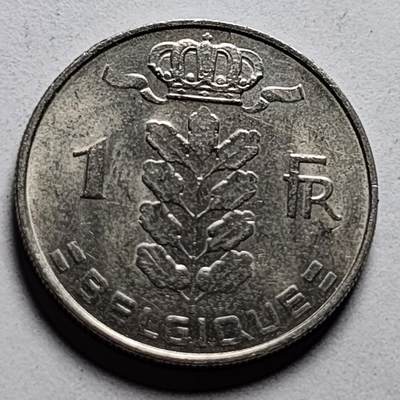 泉币菌-第86场-散币欢乐场 - 带光美品 比利时1966年1法郎铜镍币（佛兰芒文版BELGIË），谷物女神