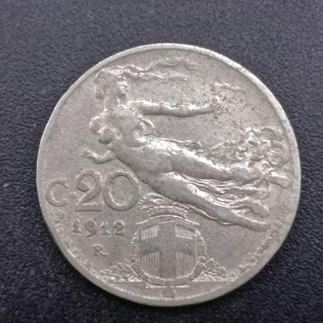 【淘币小摊】实时拍第七百一十二拍  散币场  满百包邮可预留二周 每周一统一发货   意大利1912年20分