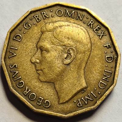 泉币菌-第83场-精品福利场 - 少见早年份 1939年 英国3便士铜币 多边形 二战 欧战开打那年 乔治六世国王  22mm 