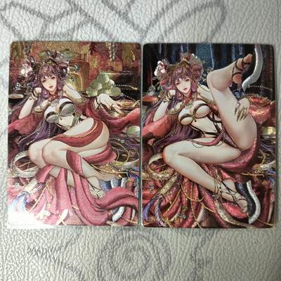 花开卡拍第34期（8月17号周日截拍，品控勿拍!!!拍品不寄存，运费5元，自制卡难免瑕疵，可能存在轻微撞角爆边等出厂瑕疵，品控介意勿拍！） - 卡玩帕克 异界水浒神姬 母夜叉 孙二娘 粗闪 双服饰渐变 一套两张