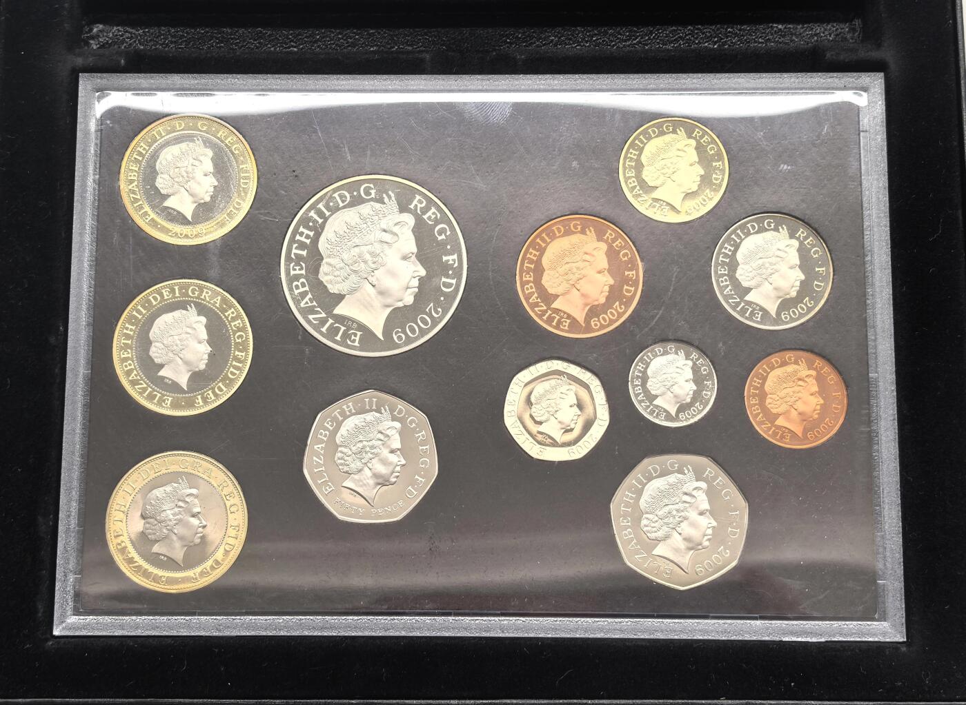 博洋堂世界钱币拍卖第135期（全场包邮）【请留意本场发货时间变化】 2009年英国皇家造币厂Proof Set精制套币十二枚，原盒装，含稀少大热门邱园50便士