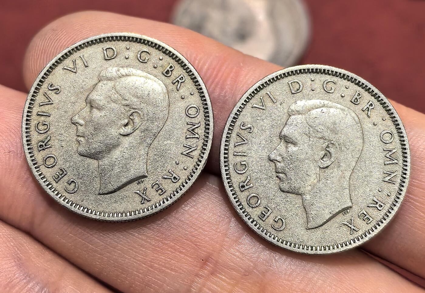南宋泉阁俄币 外币 国币 专场第十六期【送拍无额外佣金】 英国 1947年 乔治六世1先令一对 通货好品 字口还可以 
