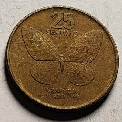 泉币菌-第86场-散币欢乐场 -  菲律宾25分铜币 1984年 蝴蝶 21mm