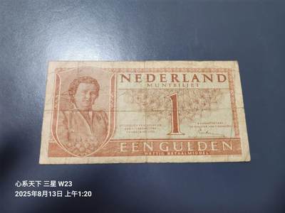 8月15号晚上8点 外国纸币自动截拍第7场 - 荷兰1945年1盾 原票旧品