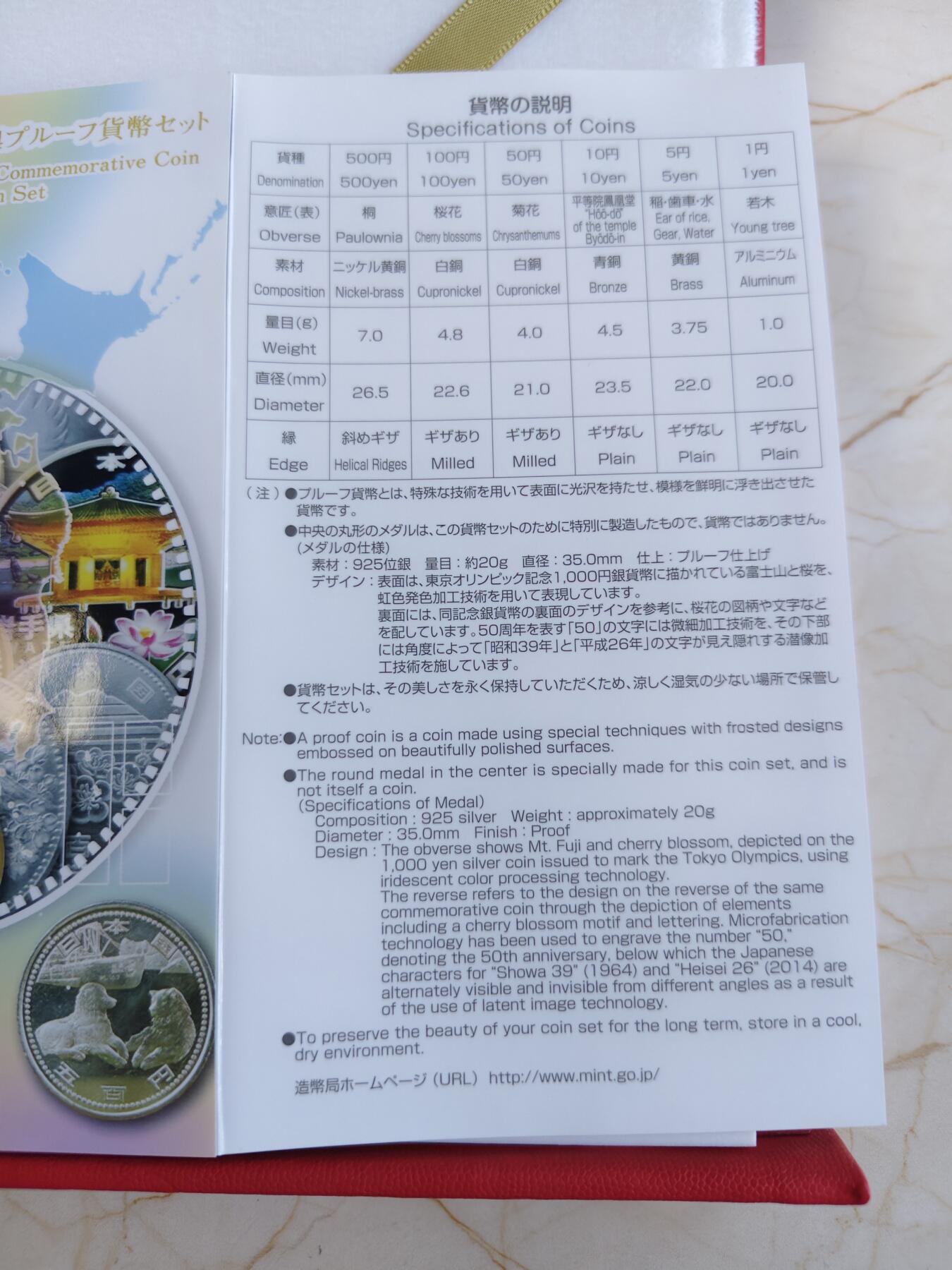 第172期拍卖【长期征集拍品】 日本2014年記念貨幣発行50周年套币含幻彩银章