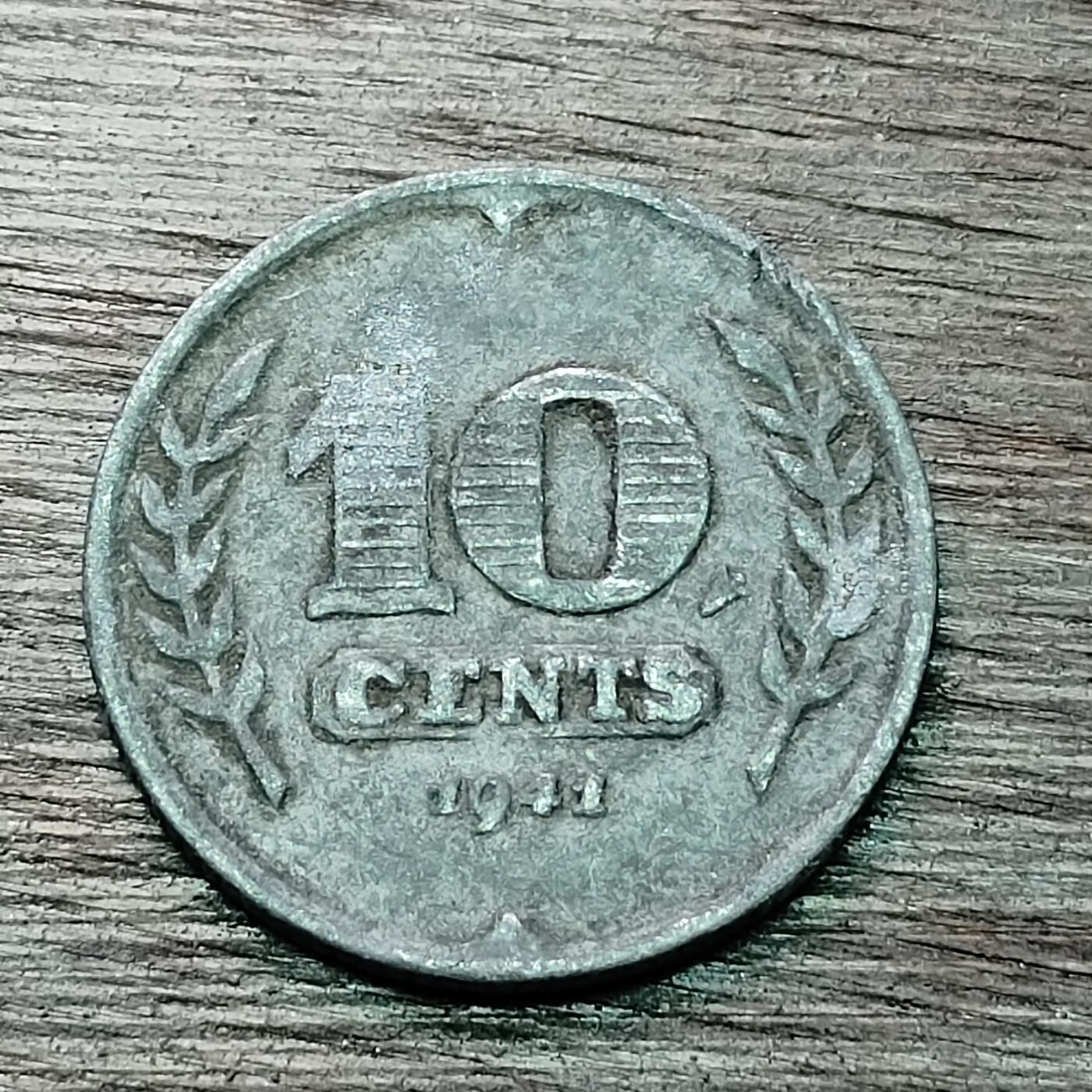 【铜匠收藏】★第128场★散币场，无佣金，30包邮。不满30元，支付5元运费。《接受代拍 代送NGC评级》 德占荷兰 1941年 10分 锌币