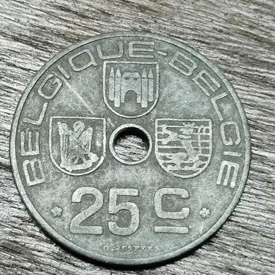 【铜匠收藏】★第129场★散币场，无佣金，30包邮。不满30元，支付5元运费。《接受代拍 代送NGC评级》 - 比利时 1942年 25分 锌币