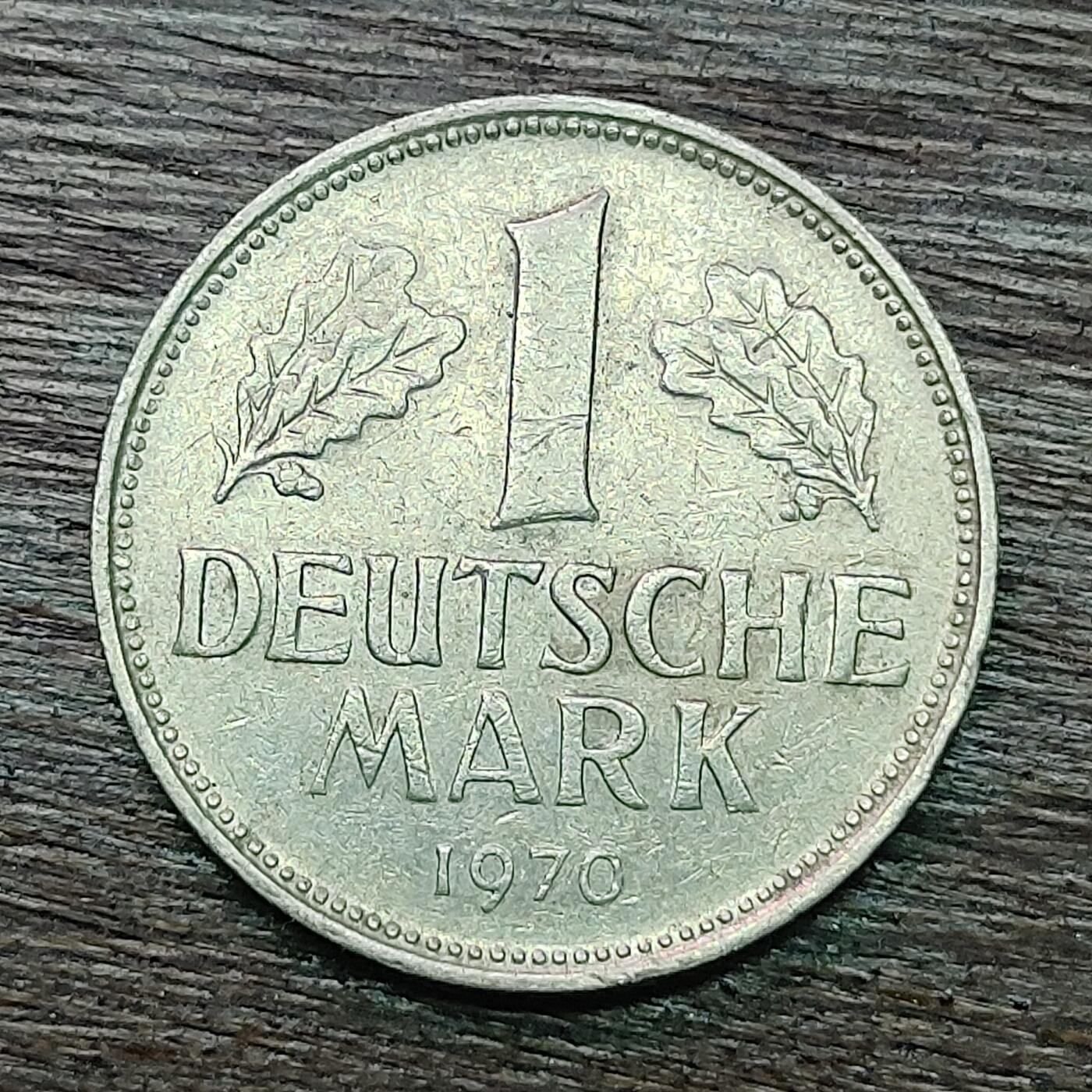 【铜匠收藏】★第128场★散币场，无佣金，30包邮。不满30元，支付5元运费。《接受代拍 代送NGC评级》 西德联邦德国 1970年 1马克 G厂铜镍币