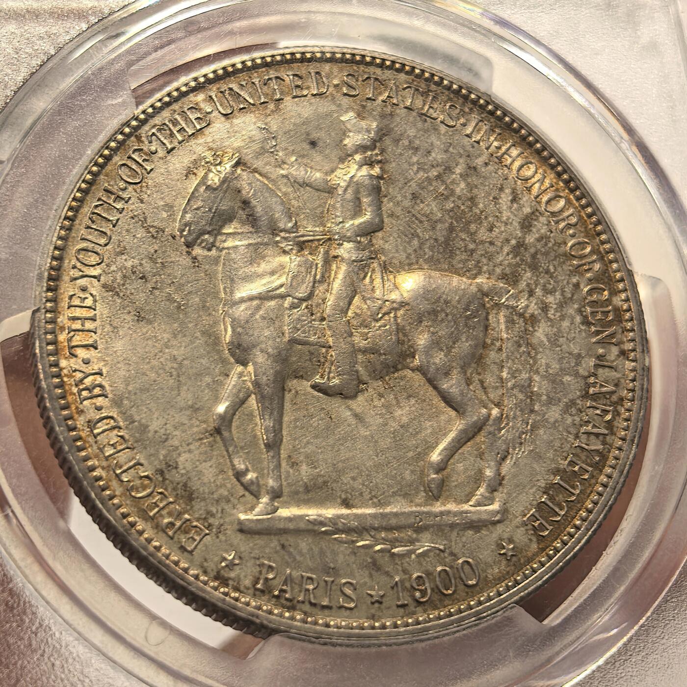 博洋堂世界钱币拍卖第135期（全场包邮）【请留意本场发货时间变化】 PCGS UNC 美国1900年拉法耶特1美元大银币，名誉品种