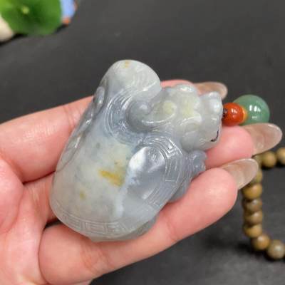 新疆和田玉青花籽料龙龟手把件 - 新疆和田玉青花籽料龙龟手把件