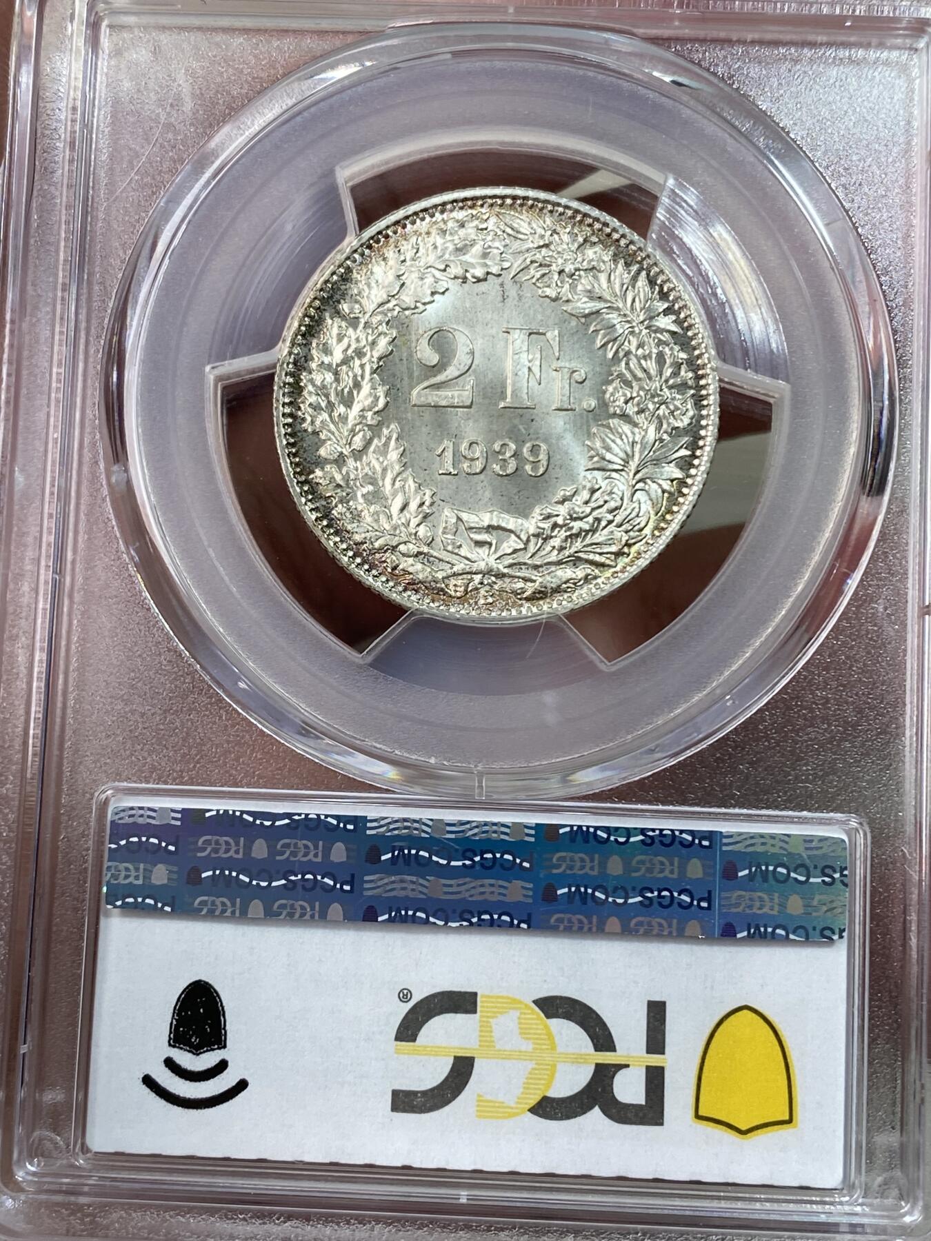 万国钱币拍卖第051期 PCGS MS66 1939瑞士赫尔维蒂女神2法郎银币 原光GEM高品
