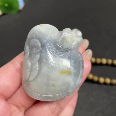 新疆和田玉青花籽料龙龟手把件