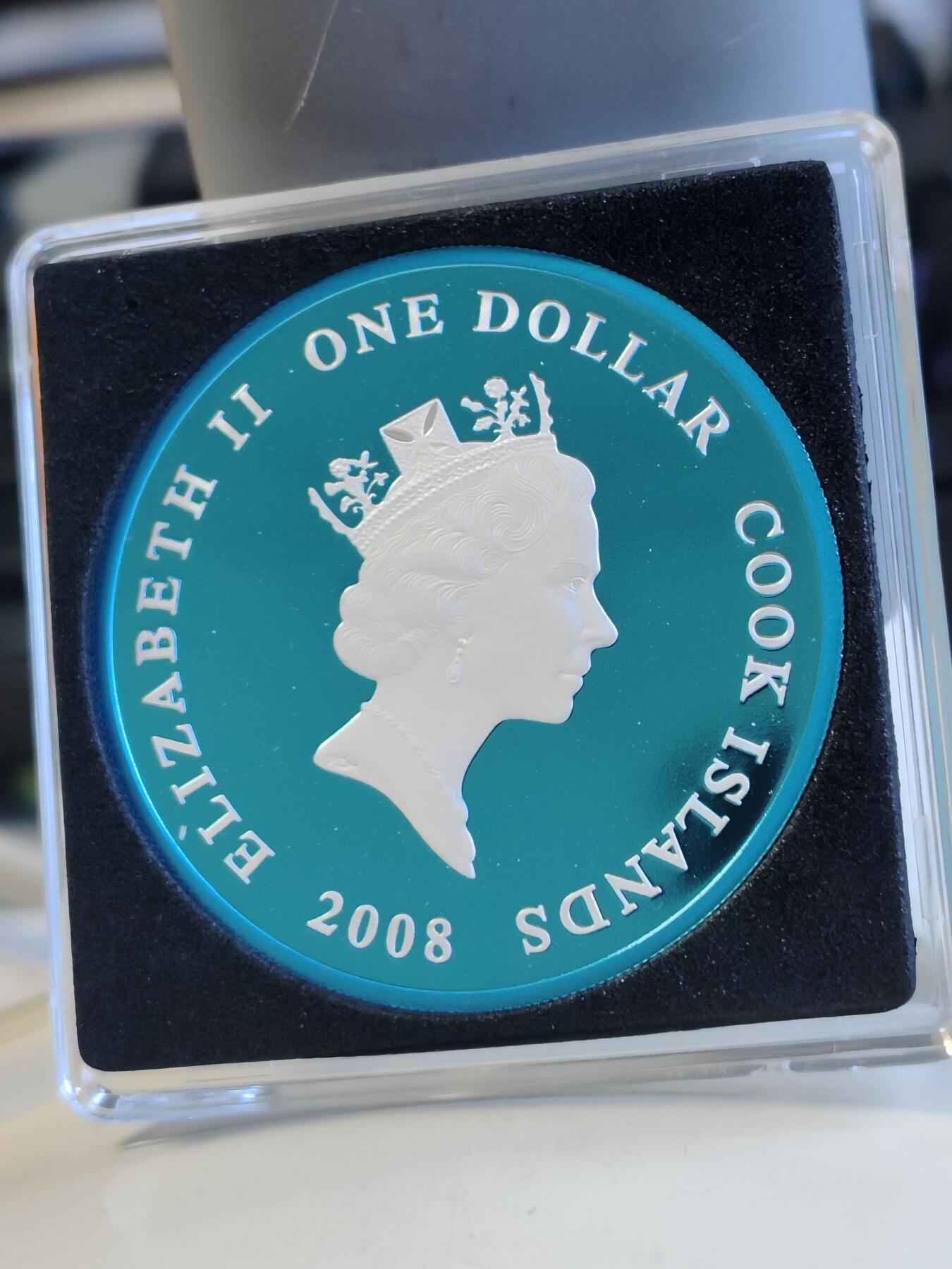 第171期拍卖【长期征集拍品】 库克2008年安东诺夫飞机系列安225天空蓝1盎司银币，999银，发行250枚