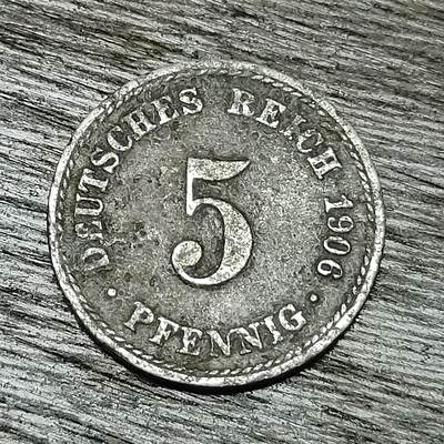 【铜匠收藏】★第129场★散币场，无佣金，30包邮。不满30元，支付5元运费。《接受代拍 代送NGC评级》 - 德国 1906年 5芬尼 长翅鹰 A厂铁币 德意志第二帝国