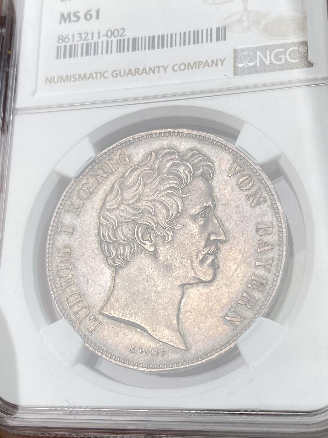 万国钱币拍卖第051期 NGC MS61 1846年德国巴伐利亚路德维希一世纪念多瑙河与美因河运河竣工历史2泰勒 原味玫瑰红彩包浆 历史泰勒中的高难品种
