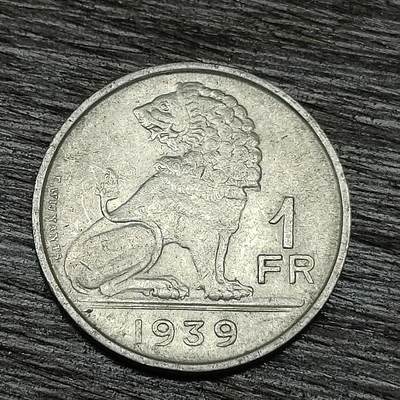 【铜匠收藏】★第129场★散币场，无佣金，30包邮。不满30元，支付5元运费。《接受代拍 代送NGC评级》 - 1939年 比利时 1法郎 镍币 狮子