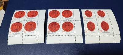 德国邮票专场，都是四方联🔥套票🔥 - 德国邮票四方联一套，1977年发行，马尔堡大学450周年徽章3全