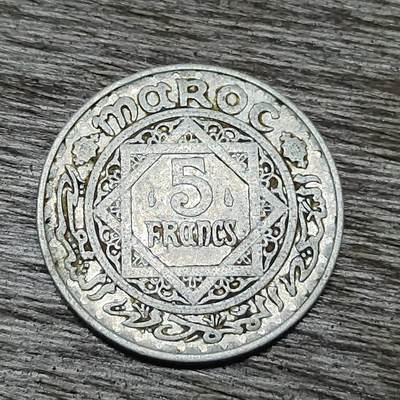 【铜匠收藏】★第129场★散币场，无佣金，30包邮。不满30元，支付5元运费。《接受代拍 代送NGC评级》 - 摩洛哥 1370年(1951年) 5法郎 铝币 独立年版